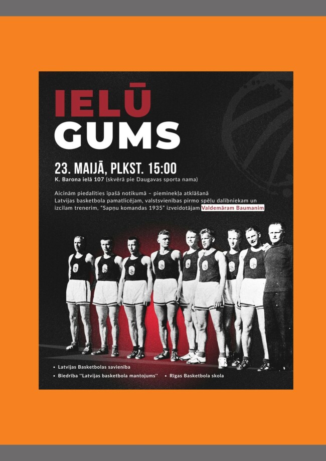Rīgā tiek atklāts piemineklis Latvijas basketbola pamatlicējam Valdemāram Baumanim